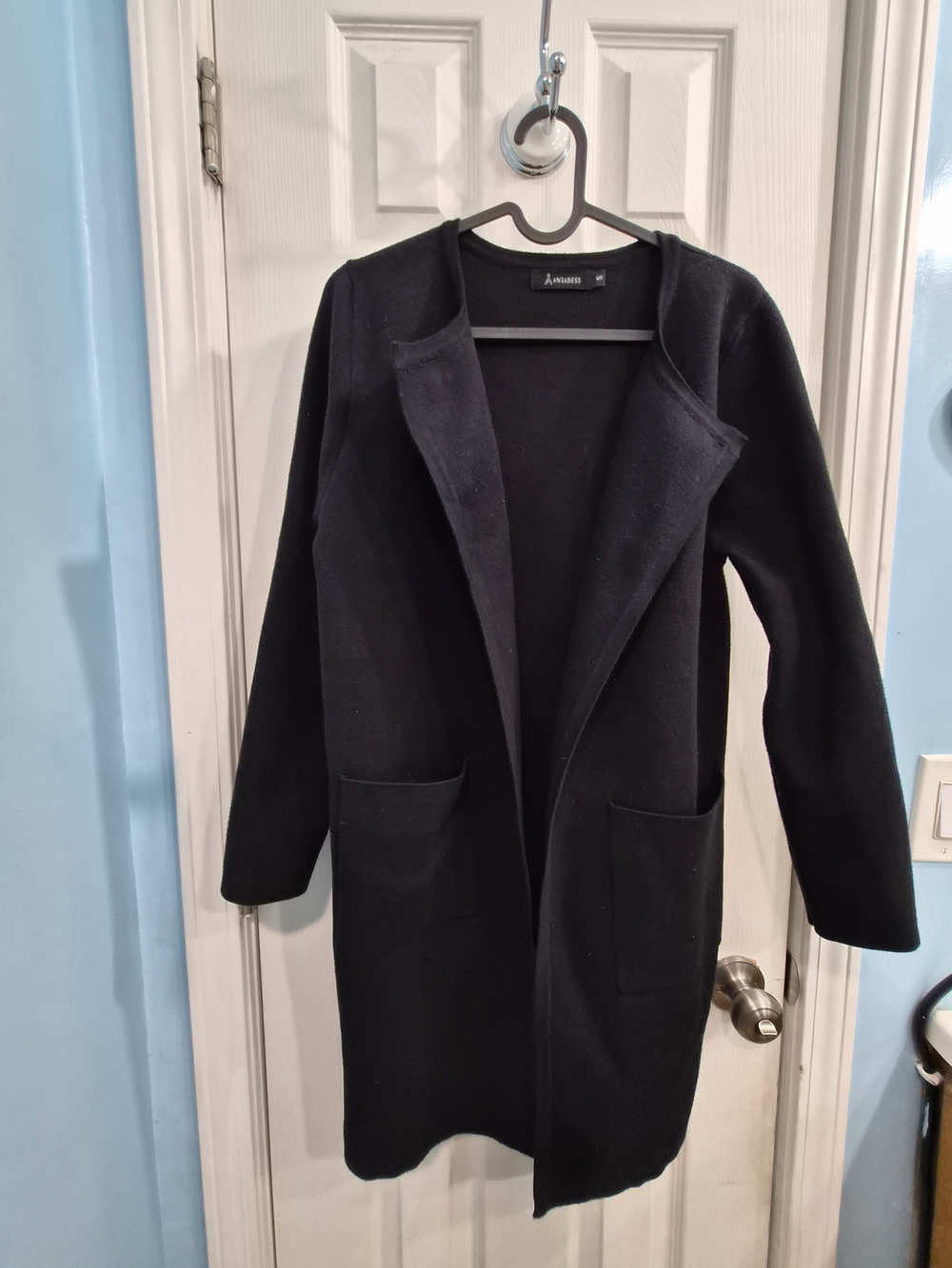 Anrabess Open-Front Black Women's Coat